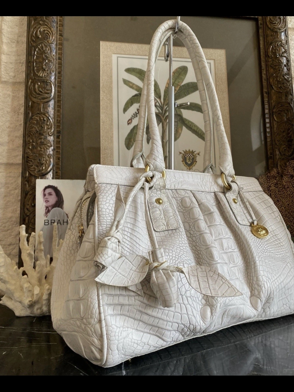 🌹🌹Extremely Rare BRAHMIN “Elouise Rose” White Lady Melbourne  Satchel NWOT